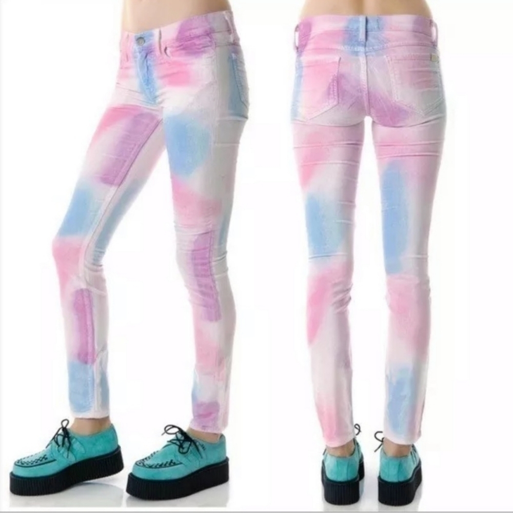 Wildfox Marianne Tie Dye‎ Velvet Skinny Jeans 25